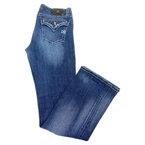 D9 Denim Jeans Embellished Pockets Black and Silver Studded Size 30 Slim Bootcut